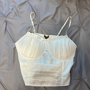 Discovery: Womens Solid Satin White Crop Top